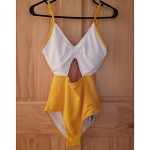 Cupshe yellow and white one-piece swimsuit
